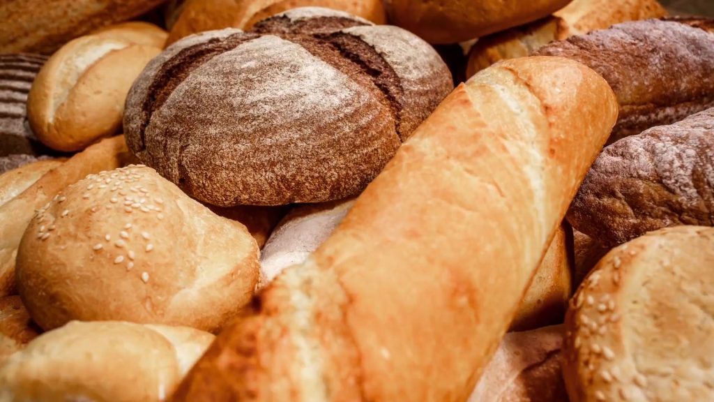 various pieces of bread in a pile